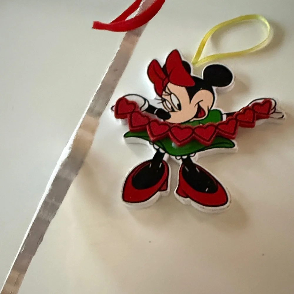 Kurt Adler Vintage Disney Wooden Snow White - Minnie Mouse Christmas Ornaments